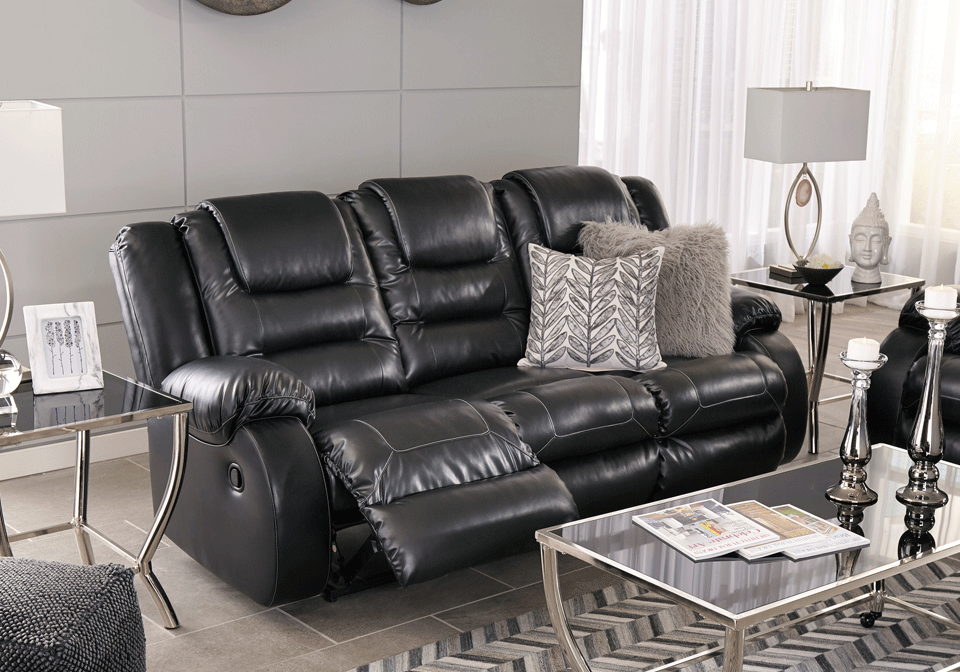 black leather recliner sofa