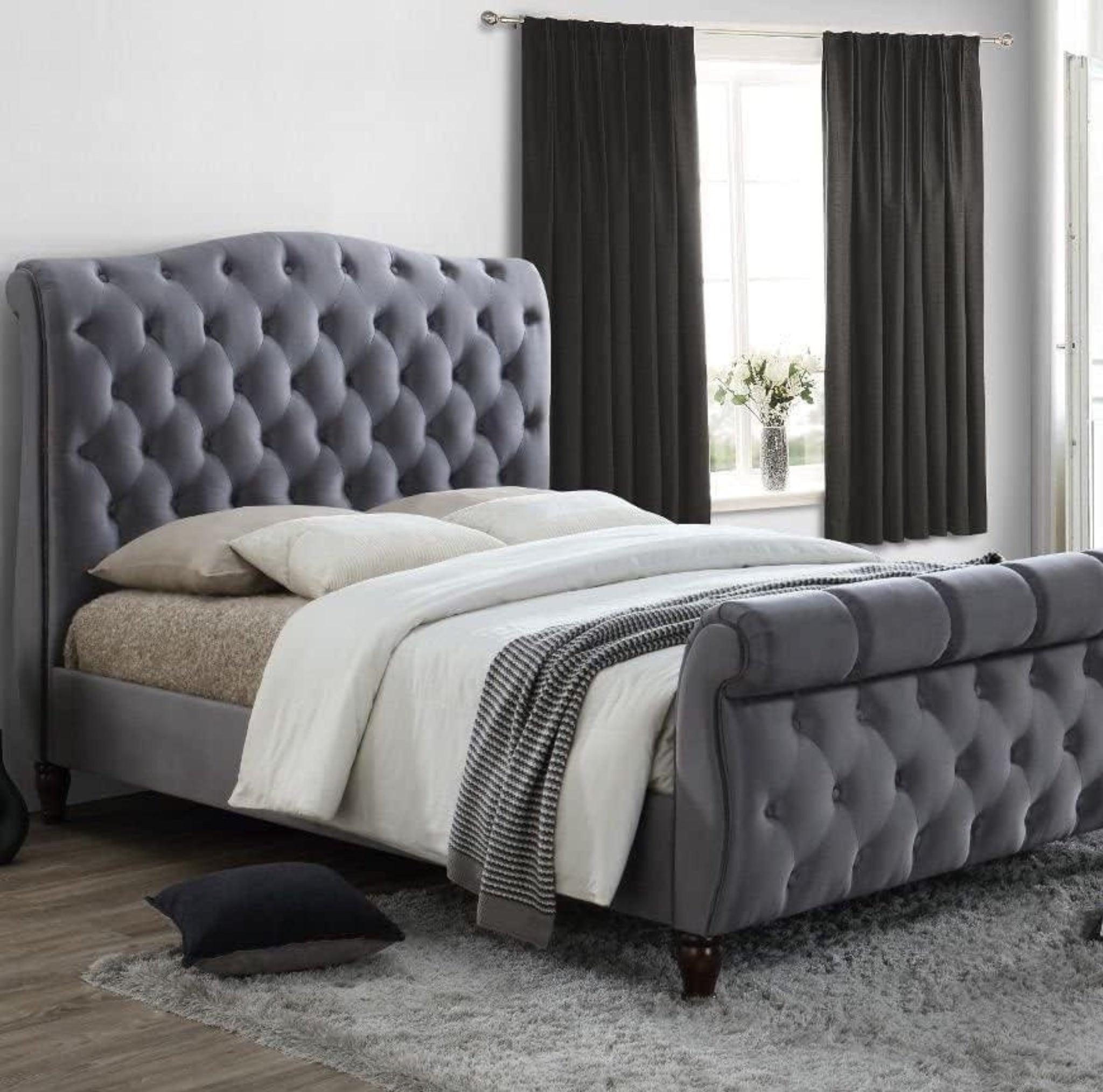 grey sleigh bed