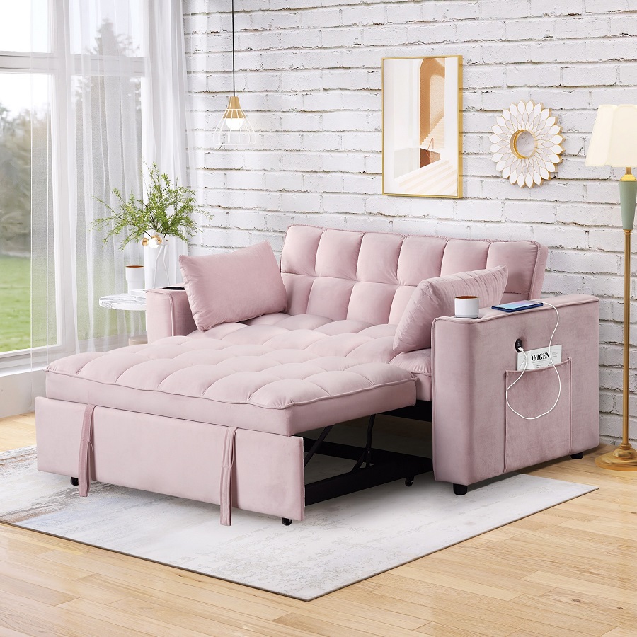 pink sofa bed
